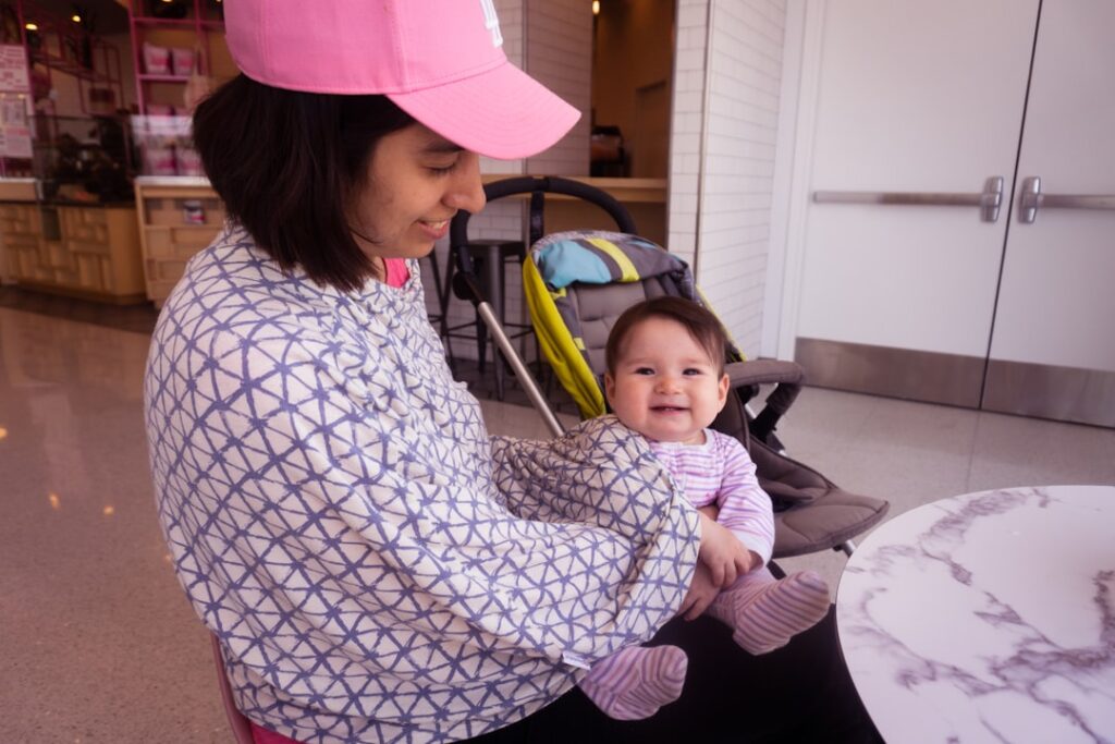 a person holding a baby